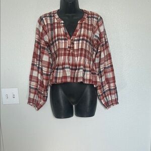 Pilcro Plaid Button-Up Women's Top M/M